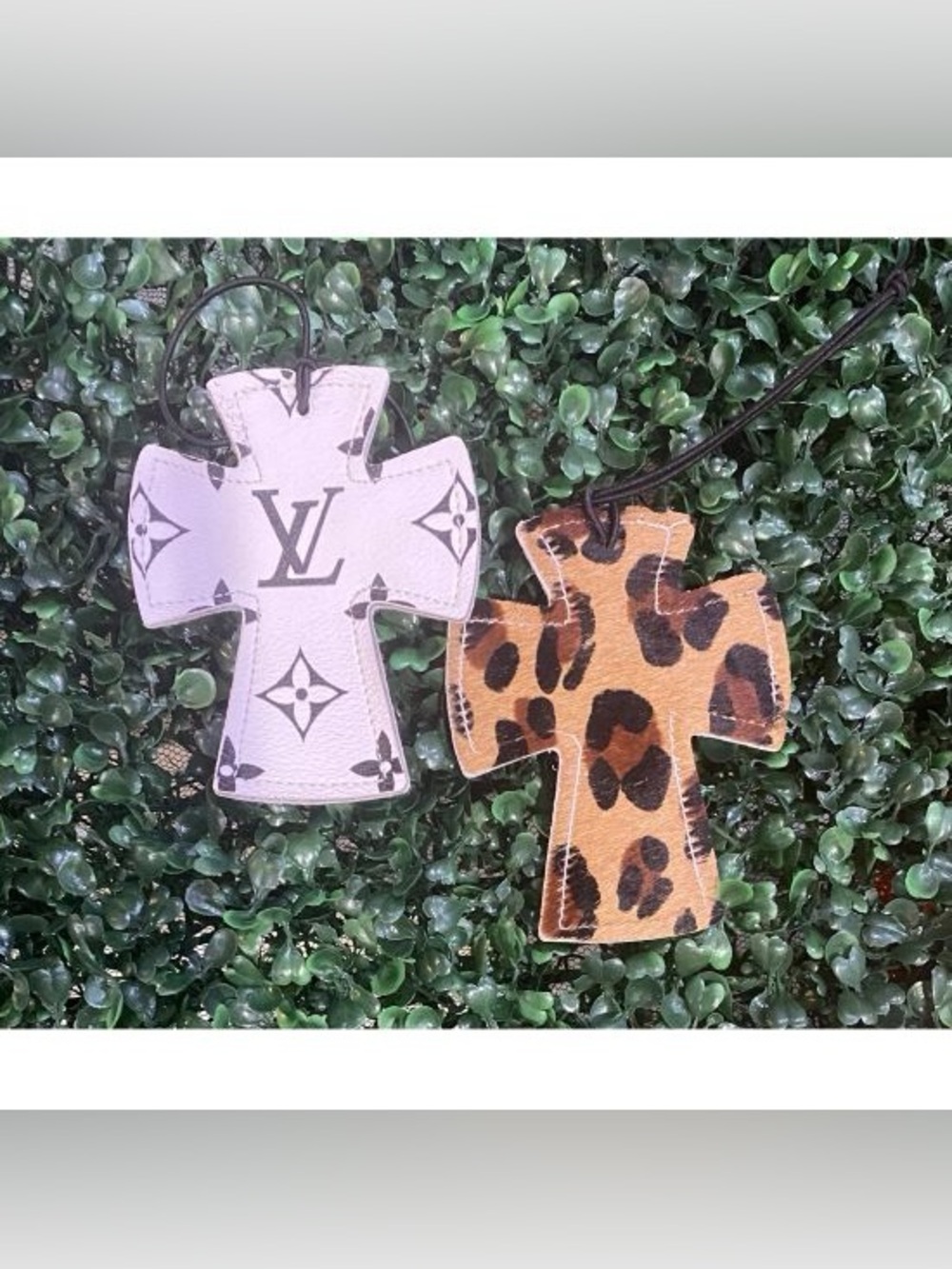 BRAND NEW WITH TAGS Leather & Cowhide Cross Freshie Charm